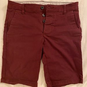 TopMan Stretch Skinny Burgundy Shorts W28